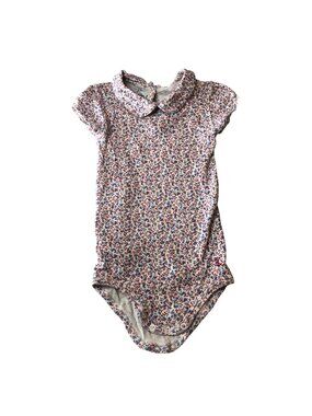 Petit Bateau Baby Girl Floral Short Sleeve Bodysuit White/Red/Blue 18M Peter Pan